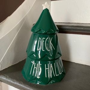 Rae Dunn DECK THE HALLS  Christmas Tree Canister